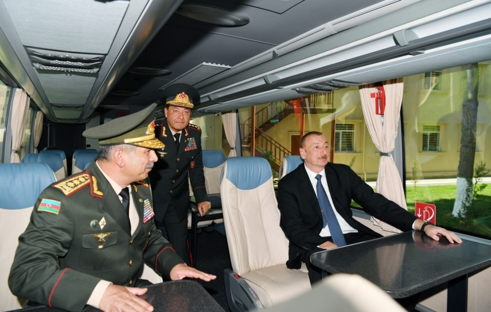 President Ilham Aliyev viewed conditions created at newly-reconstructed Military Lyceum named after Jamshid Nakhchivanski