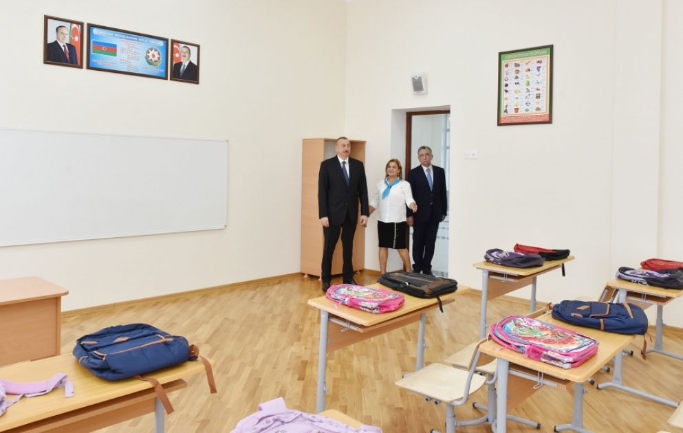 President Ilham Aliyev viewed conditions created at newly-reconstructed school No 208 in Surakhani district VIDEO