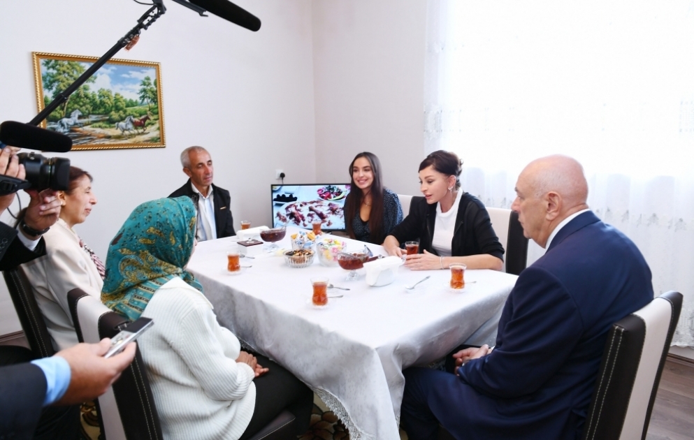 First Vice-President Mehriban Aliyeva visited house built instead of quake-damaged one in Diyalli village VIDEO