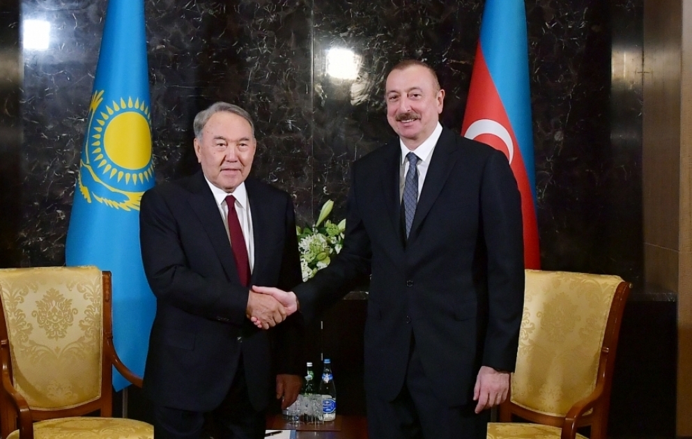President Ilham Aliyev met with first President of Kazakhstan-Elbasy, Honorary President of Turkic Council Nursultan Nazarbayev VIDEO
