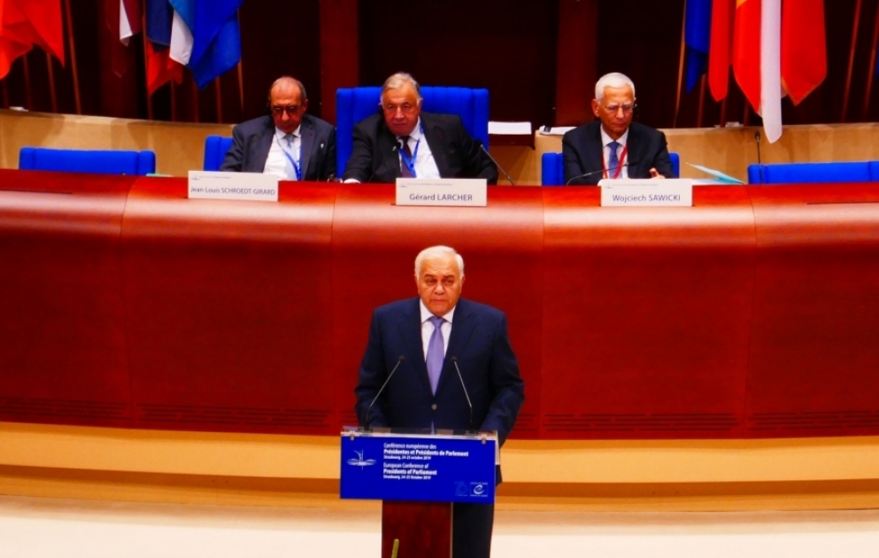 Azərbaycan Milli Məclisinin Sədri Avropa Şurasına üzv dövlətlərin parlament sədrlərinin konfransında çıxış edib VİDEO