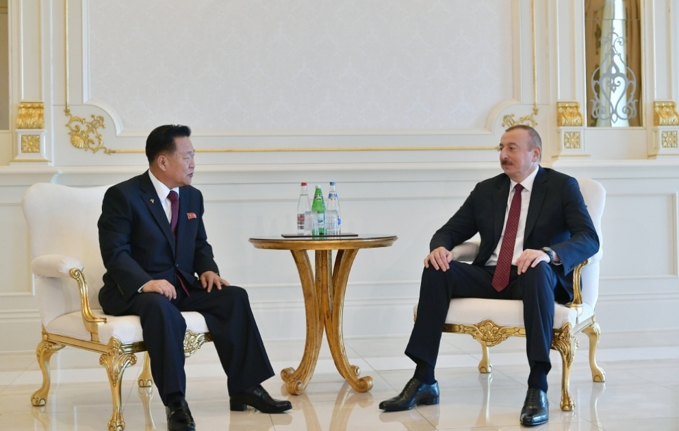 President Ilham Aliyev received delegation led by President of Presidium of Supreme People’s Assembly of Democratic People’s Republic of Korea VIDEO