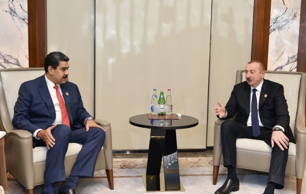 Azərbaycan Prezidenti İlham Əliyev Venesuela Prezidenti Nikolas Maduro ilə görüşüb VİDEO