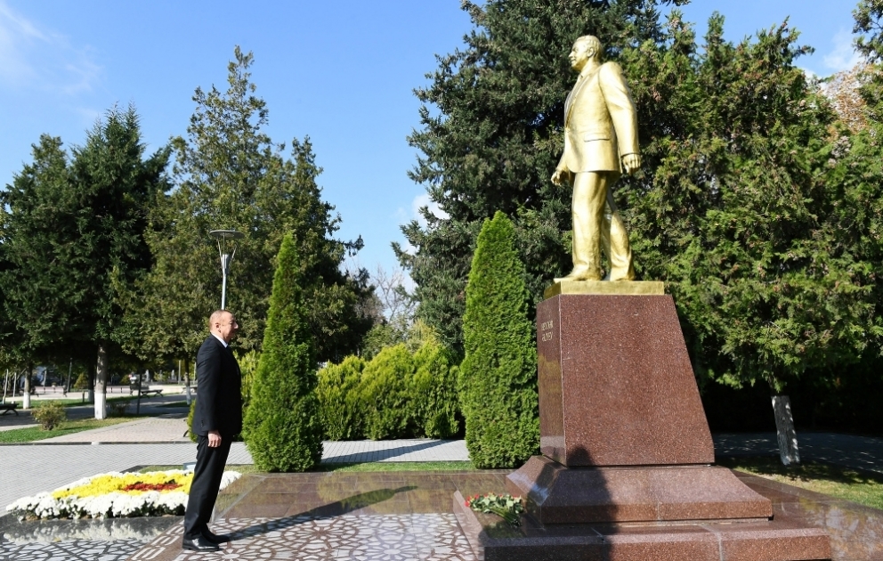 President Ilham Aliyev arrived in Gabala district for visit VIDEO