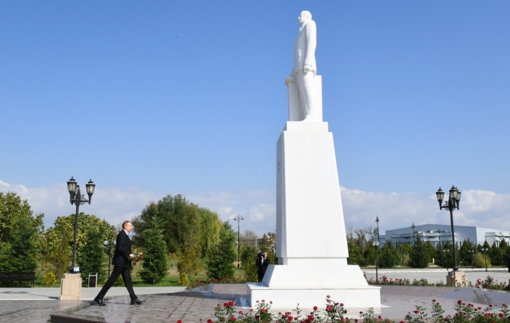 President Ilham Aliyev arrived in Aghdash district for visit VIDEO