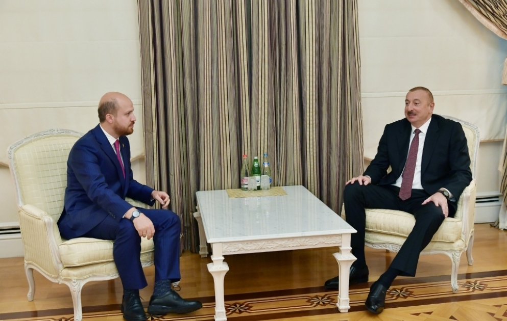 Президент Ильхам Алиев принял делегацию во главе с председателем Всемирной конфедерации этноспорта Билалом Эрдоганом ВИДЕО