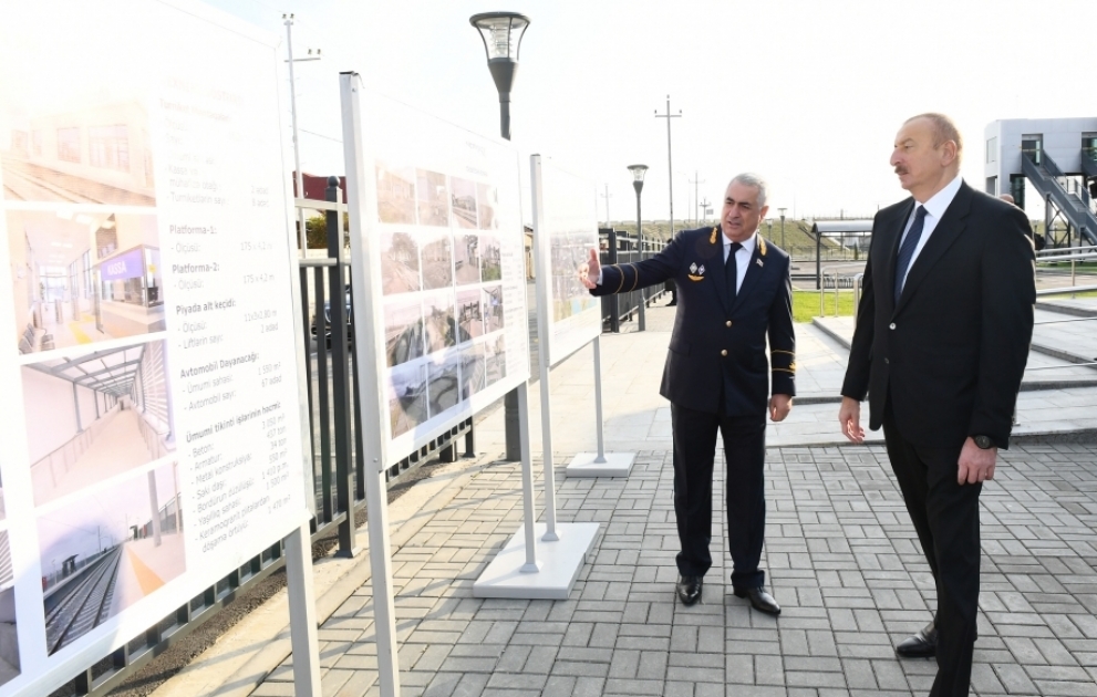 Le président Ilham Aliyev participe à l’ouverture de la ligne ferroviaire reconstruite Sabountchou-Pirchaghy VIDEO