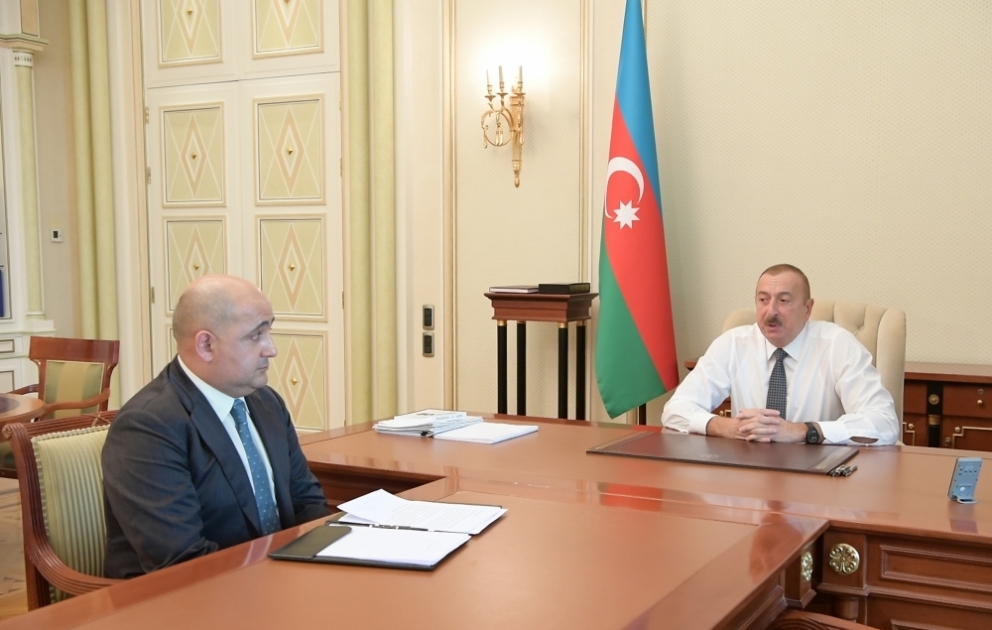 Prezident İlham Əliyev İsrafil Məmmədovu yeni vəzifəyə təyin olunması ilə əlaqədar qəbul edib VİDEO