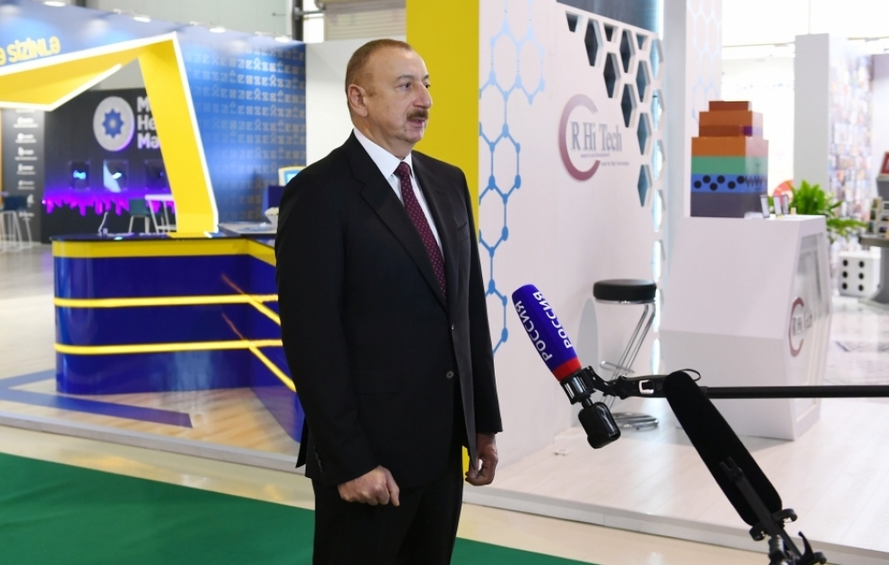 Телеканал «Россия-24» показал репортаж о выставке «Bakutel»  В репортаж вошло и интервью Президента Ильхама Алиева ВИДЕО