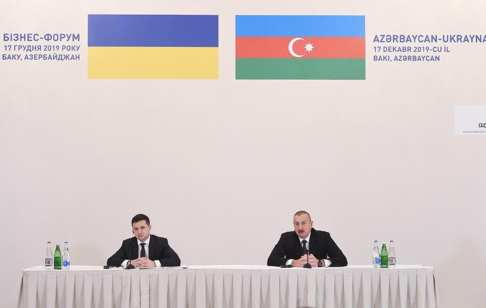 Azerbaijan-Ukraine business forum held in Baku  Azerbaijani and Ukrainian presidents attended the forum VIDEO