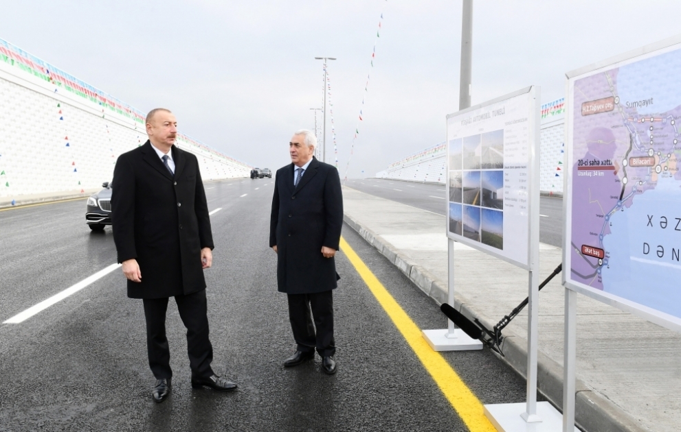 Prezident İlham Əliyev Pirşağıda avtomobil tunelinin açılışında iştirak edib YENİLƏNİB VİDEO