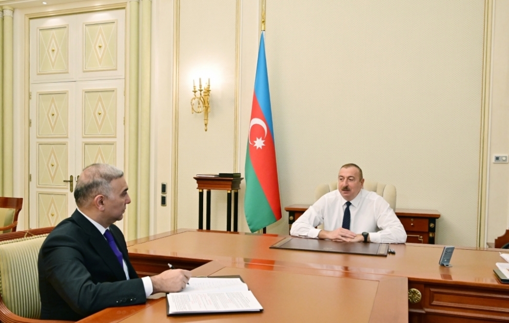 President Ilham Aliyev received Vugar Ahmadov on his appointment as chairman of Azerishig Open Joint Stock Company VIDEO