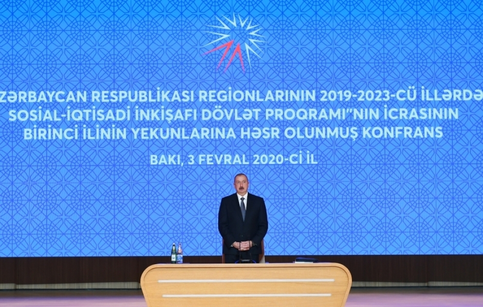 President Ilham Aliyev attended conference dedicated to results of first year implementation of the State Program on socio-economic development of regions in 2019-2023 VIDEO