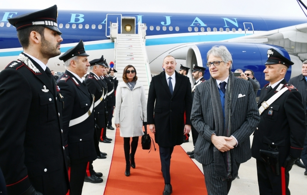 Azərbaycan Prezidenti İlham Əliyev İtaliyaya dövlət səfərinə gəlib VİDEO