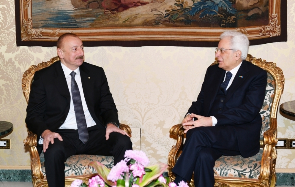 Entretien en tête-à-tête des présidents azerbaïdjanais et italien VIDEO