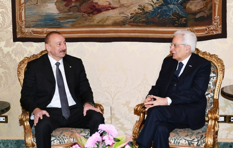 Ilham Aliyev und Sergio Mattarella treffen sich zu Vier-Augen-Gespräch VIDEO