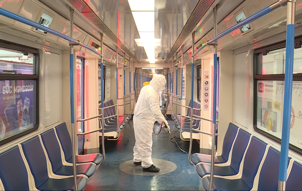 Bakı Metropolitenində koronavirusla bağlı profilaktik tədbirlərə başlanılıb VİDEO