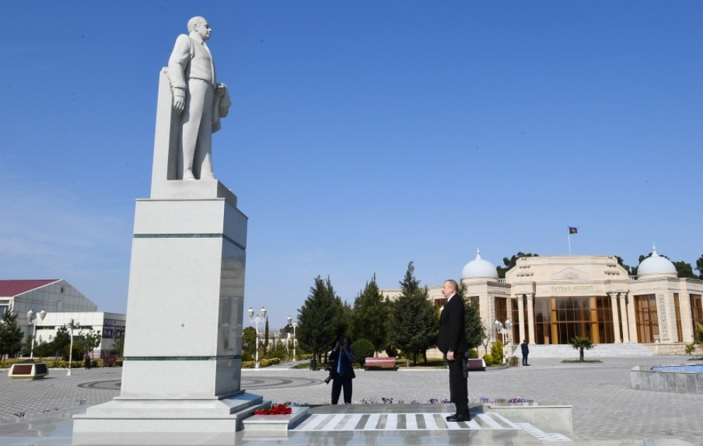 President Ilham Aliyev arrived in Goranboy district for visit VIDEO