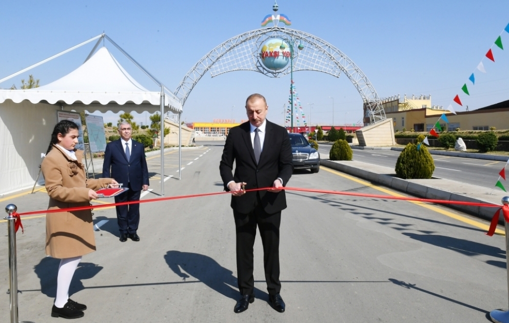 Le président Ilham Aliyev inaugure la route Qizilhadjili-Goranboy-Goran-Rahimli-Veyisli-Gazanboulag-Borsounlou VIDEO
