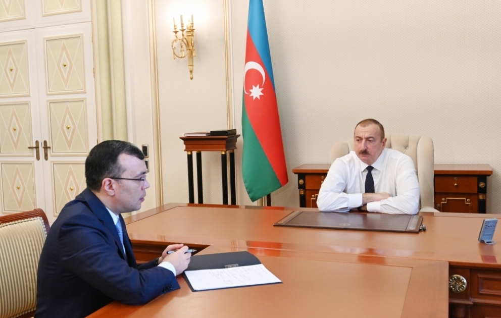 Prezident İlham Əliyev Əmək və Əhalinin Sosial Müdafiəsi naziri Sahil Babayevi qəbul edib VİDEO