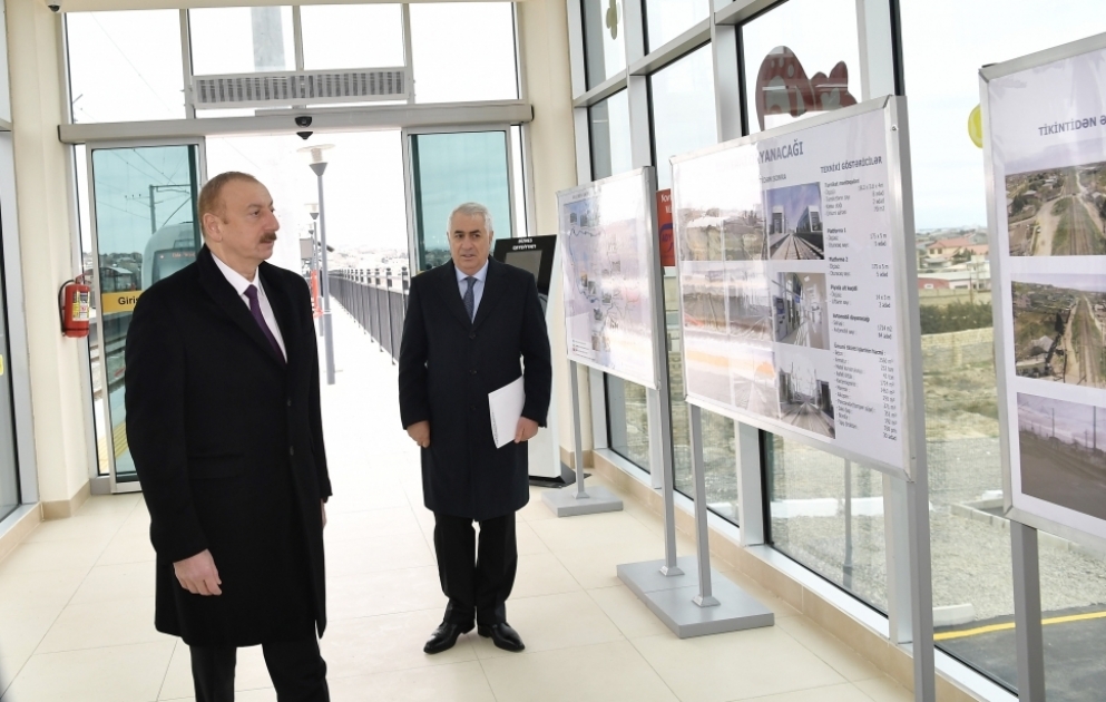 Präsident Ilham Aliyev weiht Bahnstationen der Abscheron-Ringbahn ein VIDEO