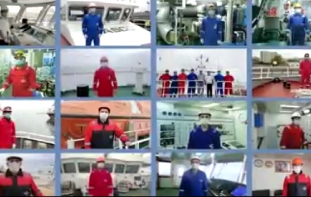 Dənizçilər “Biz gəmidə qaldıq, siz sağlam Azərbaycan üçün “#evdəqalın” deyirlər VİDEO