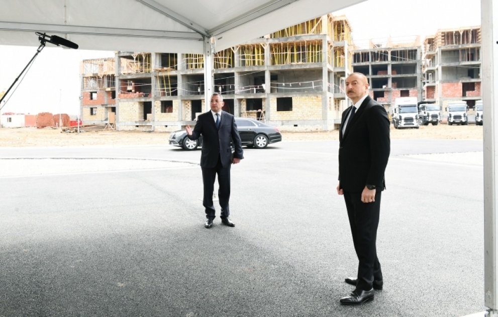 President Ilham Aliyev viewed construction progress at blocks of residential buildings for 3,042 IDP families VIDEO