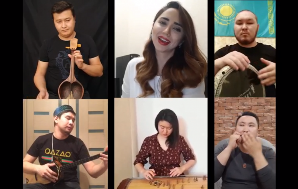 Azərbaycanlı bəstəkar qazaxıstanlı musiqiçilərlə “Sarı gəlin”ni onlayn ifa edib  VİDEO