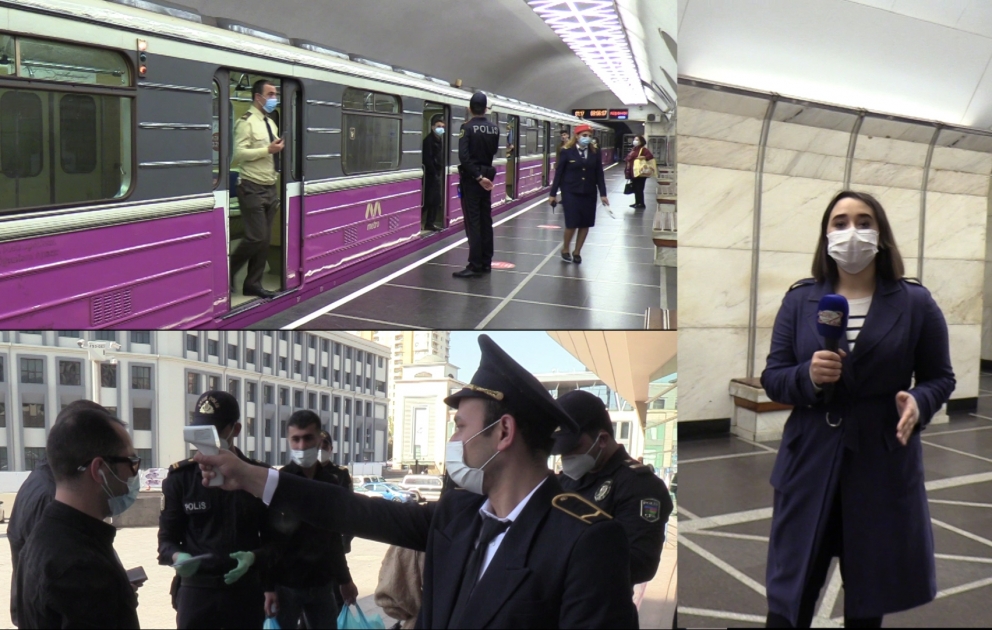 Bakı metrosunda karantin qaydalarına ciddi əməl olunur VİDEO