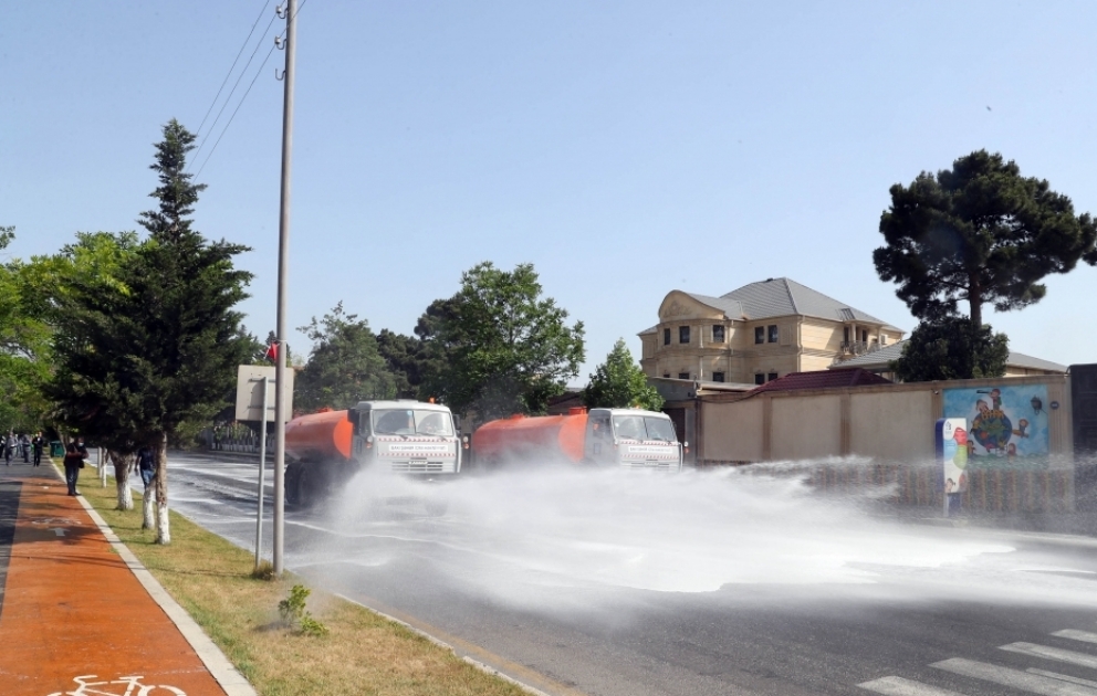 Bakıda növbəti gücləndirilmiş dezinfeksiya işləri aparılır VİDEO