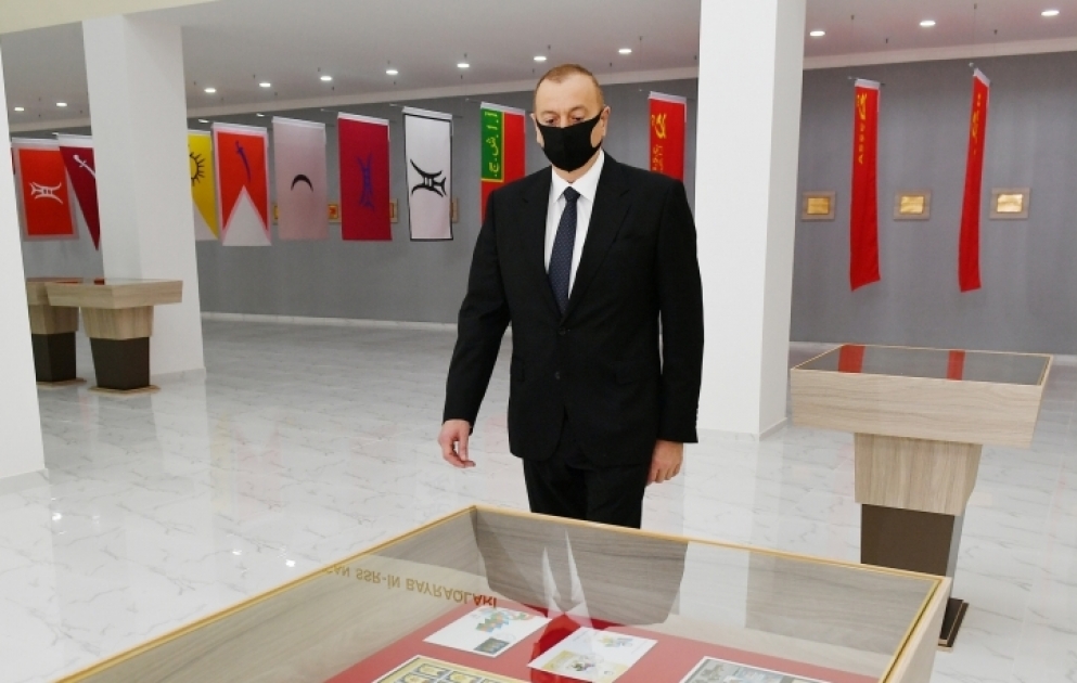 Prezident İlham Əliyev Tərtərdə Dövlət Rəmzləri Muzeyinin açılışında iştirak edib YENİLƏNİB VİDEO
