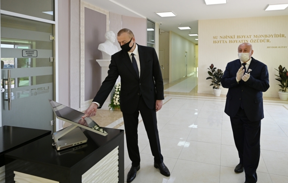 Ağcabədi şəhərinin içməli su təchizatı və kanalizasiya sistemləri istismara verilib YENİLƏNİB VİDEO