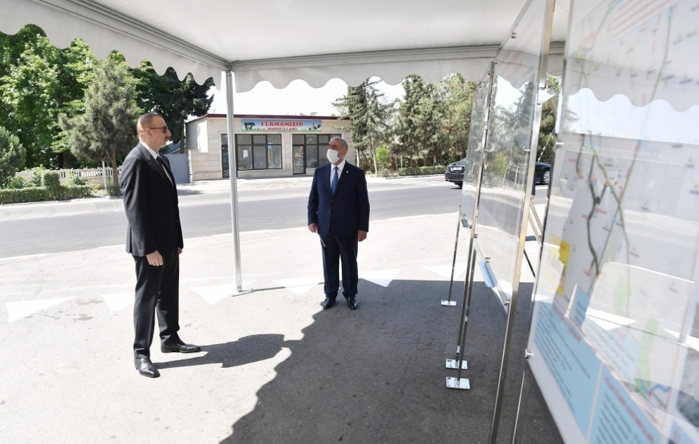 Präsident Ilham Aliyev weiht rekonstruierte Autostraße in Terter Region ein VIDEO