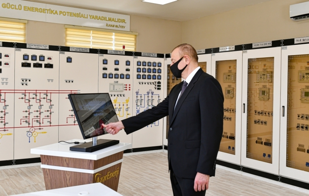Neues Umspannwerk in Betrieb genommen Präsident Ilham Aliyev weiht Unterstation ein VIDEO