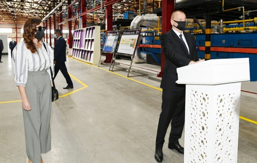President Ilham Aliyev inaugurated construction materials manufacturing plant in Ganja VIDEO