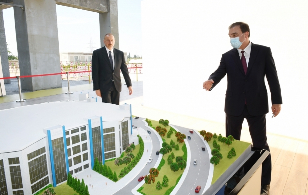 President Ilham Aliyev viewed construction of Ganja Sports Palace VIDEO