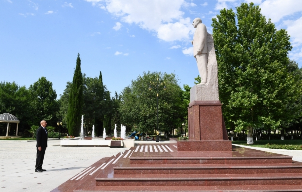 President Ilham Aliyev arrived in Samukh district for visit VIDEO