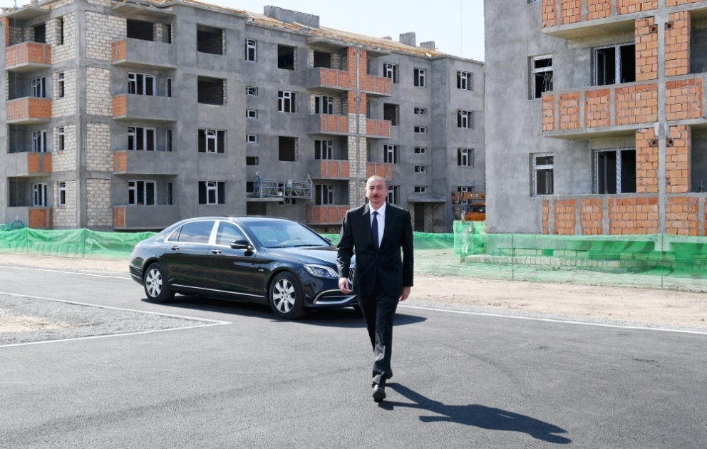 President Ilham Aliyev viewed construction of residential complex built for IDPs in Samukh district VIDEO