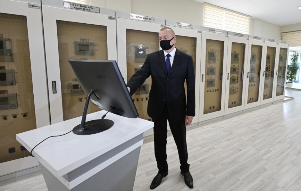 Präsident Ilham Aliyev weiht rekonstruiertes Umspannwerk im Stadtteil Nizami von Baku ein VIDEO