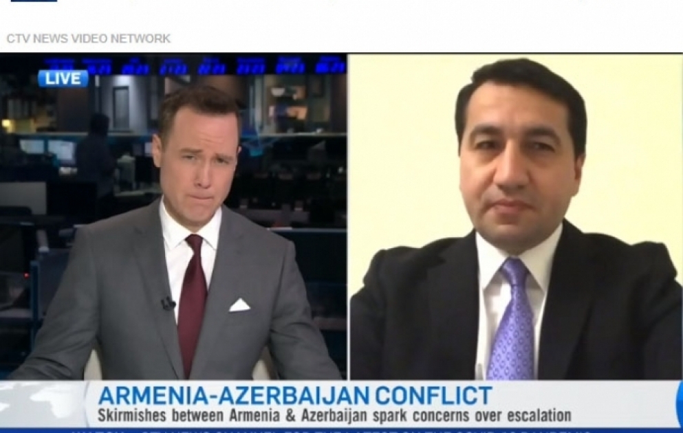 Hikmət Hacıyev Kanadanın “CTV News” televiziyasına müsahibəsində Ermənistanın hərbi təcavüzündən danışıb VİDEO
