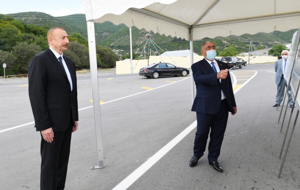 President Ilham Aliyev attended opening of newly renovated Gokhmug-Baltali-Babaratma-Garadaghli-Gudula-Dashuz highway in Shaki VIDEO