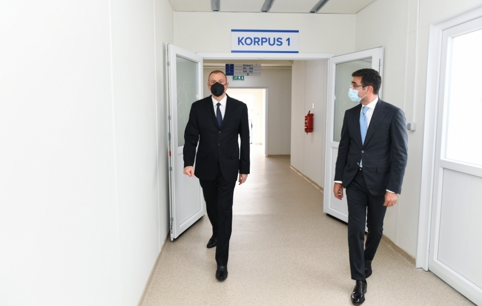 President Ilham Aliyev viewed conditions created at modular hospital in Shaki VIDEO