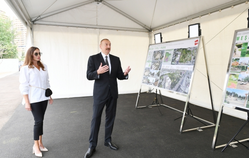 President Ilham Aliyev viewed works to be done in new forest park in Yasamal district VIDEO