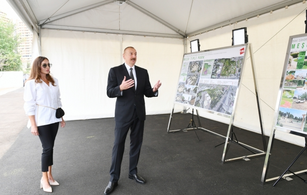 Le président Ilham Aliyev visite le chantier d’un nouveau parc à aménager dans l’arrondissement de Yassamal VIDEO