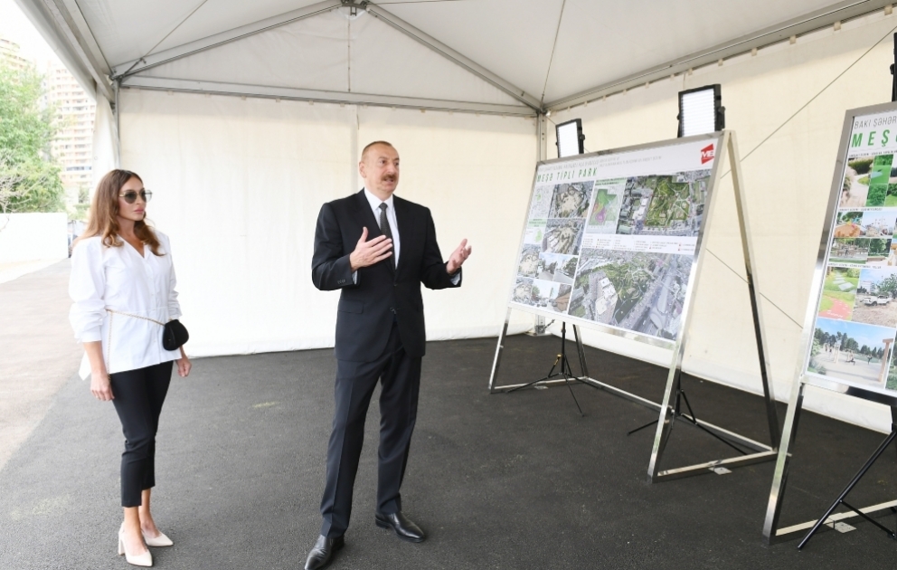 Präsident Ilham Aliyev inspiziert neuen Waldpark, der im Yasamal Distrikt angelegt werden soll VIDEO