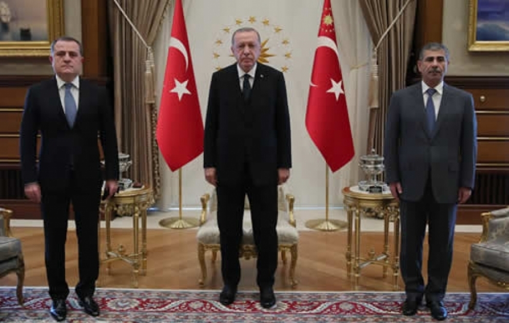 Türkiyə Prezidenti Azərbaycanın Xarici İşlər və Müdafiə nazirlərini qəbul edib VİDEO