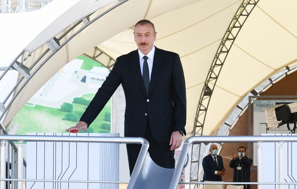 President Ilham Aliyev viewed construction of 330/220/110 kV Gobu power substation VIDEO