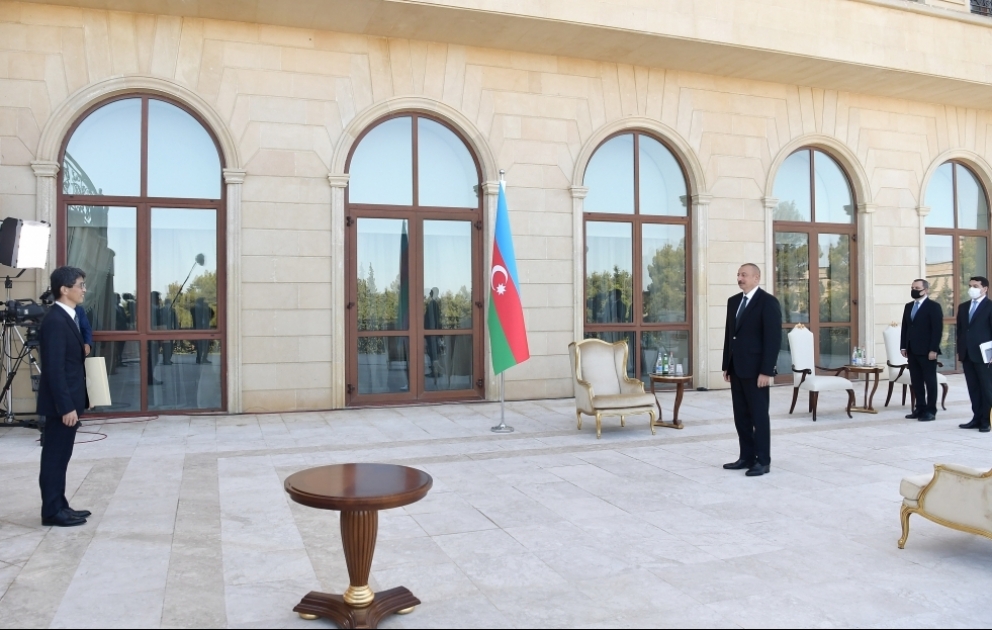 Prezident İlham Əliyev Yaponiyanın Azərbaycanda yeni təyin olunmuş səfirinin etimadnaməsini qəbul edib YENİLƏNİB VİDEO