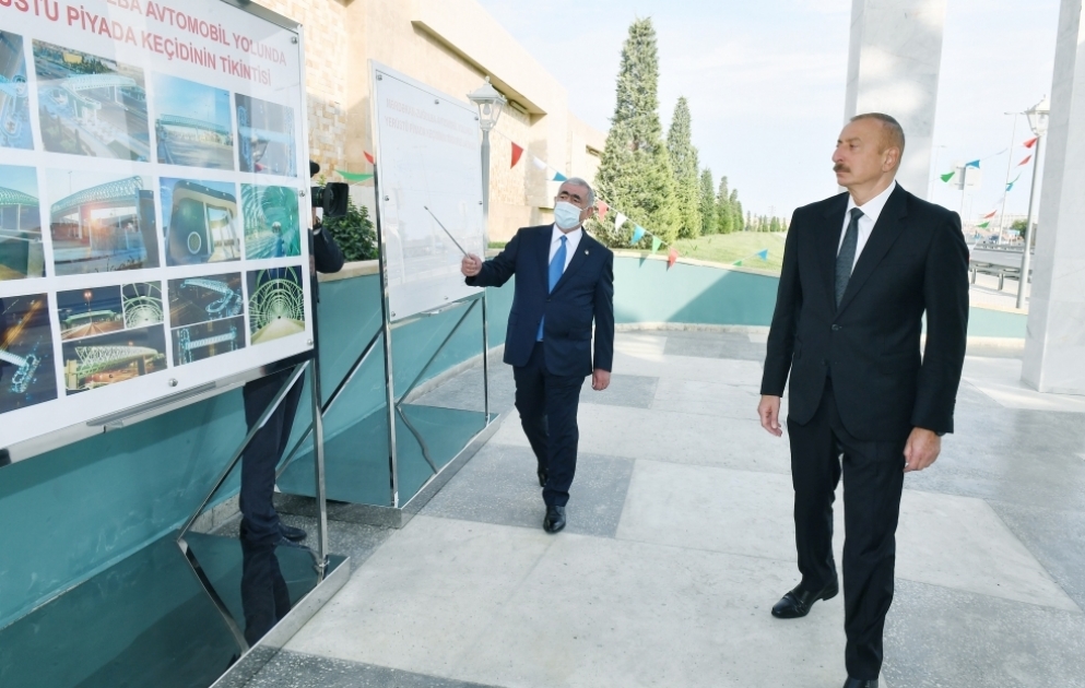 President Ilham Aliyev inaugurated overhead pedestrian crossing on Mardakan-Zughulba highway VIDEO