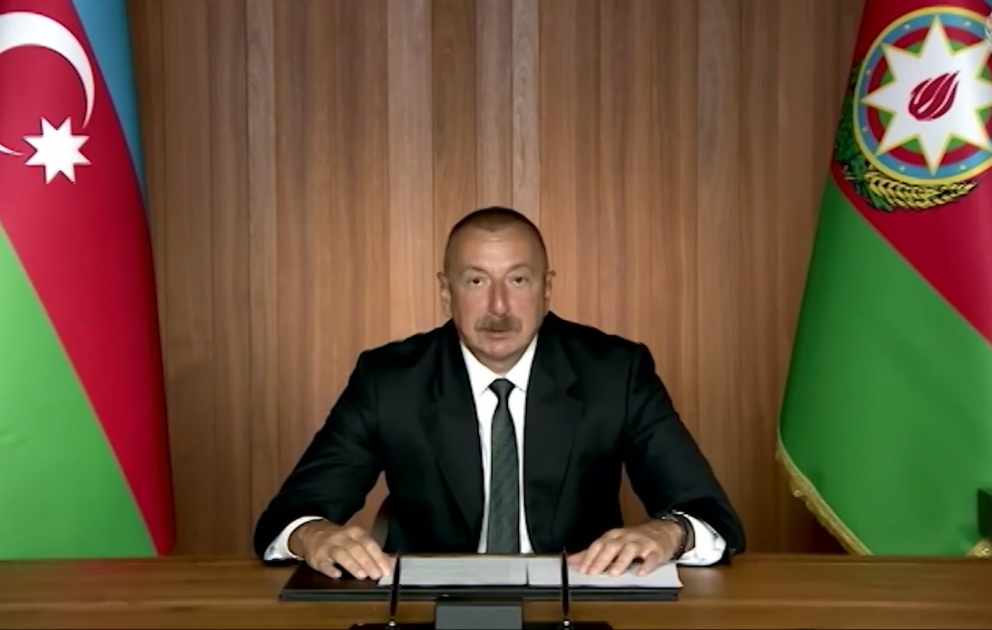 High-level meeting to mark 75th anniversary of United Nations held on the sidelines of 75th session of UN General Assembly  President of Azerbaijan, Chairman of the Non-Aligned Movement Ilham Aliyev made a speech at the meeting in a video format VIDEO